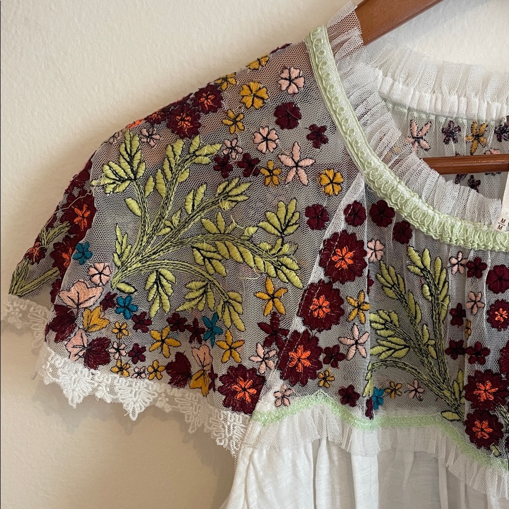Free People Embroidered Floral White Top - Picture 3 of 5